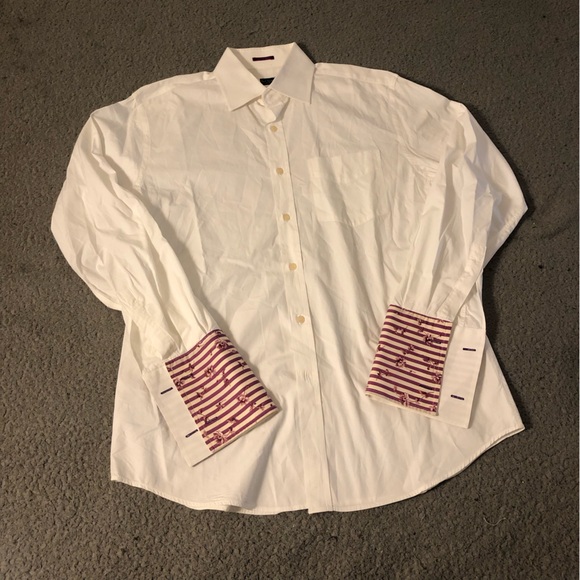 Paul Smith White Shirt with Purple Striped Cuffs - Picture 2 of 11